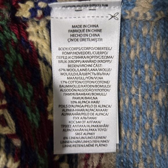 $398 Polo Ralph Lauren Fair Isle Wool Alpaca Linen Cotton Sweater Mens XL - Picture 5 of 5